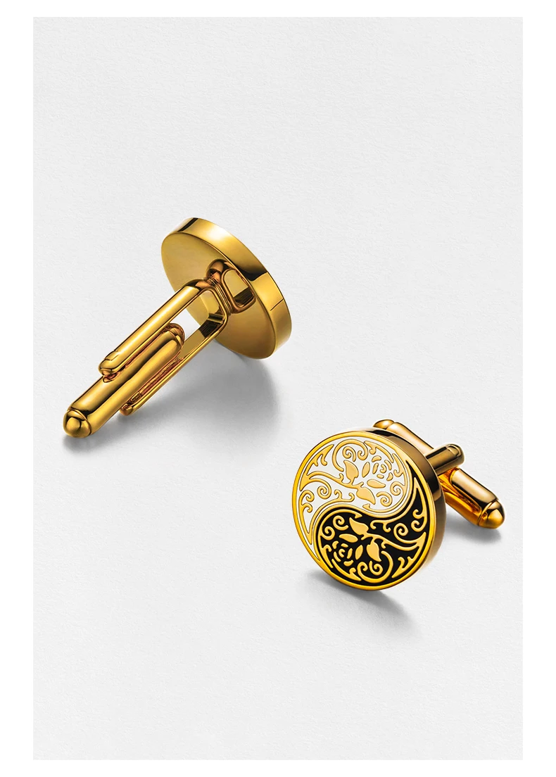 Tàiyǐn Huālún(太隐花轮) · Sangbu — Tai Chi Rose Cufflinks | Chinese Style Copper Buttons · 17mm Formal Shirt Accessory for Wedding & Custom Guests 4 kf H42e77a6c41ec4581adc72e34bda4aa44A