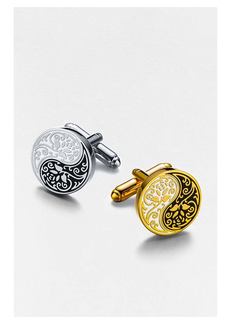 Tàiyǐn Huālún(太隐花轮) · Sangbu — Tai Chi Rose Cufflinks | Chinese Style Copper Buttons · 17mm Formal Shirt Accessory for Wedding & Custom Guests 3 kf Haf533315efb24e358efd9b4b9e705444b