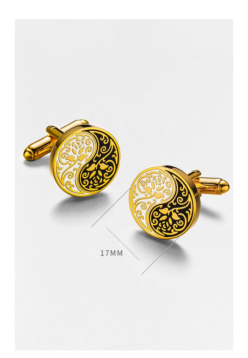Tàiyǐn Huālún(太隐花轮) · Sangbu — Tai Chi Rose Cufflinks | Chinese Style Copper Buttons · 17mm Formal Shirt Accessory for Wedding & Custom Guests 1 kf Hb4e8f55255d540b493fa9d81f78cce33v