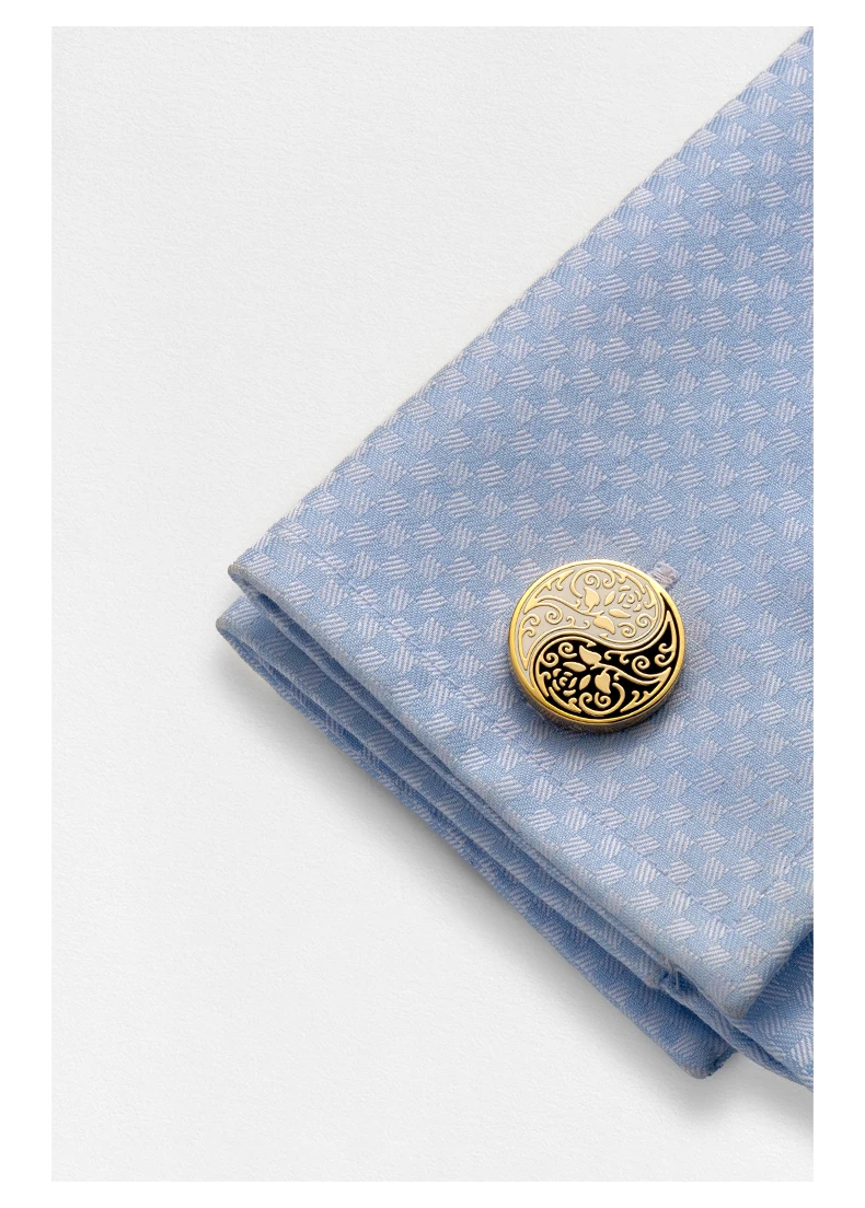 Tàiyǐn Huālún(太隐花轮) · Sangbu — Tai Chi Rose Cufflinks | Chinese Style Copper Buttons · 17mm Formal Shirt Accessory for Wedding & Custom Guests 6 kf Hc74c5ea90f4346a4bcebbf0505aec743c