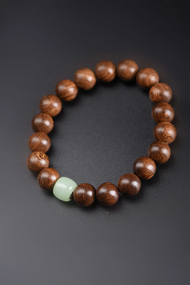 曜香映曜·Glowdanura — Golden Sandalwood Buddha Bead Bracelet | Smooth Pattern · Luminous Stone Accent · Unisex Fashion Jewelry 2 kf S1c4f7f3524dc4715ad5cda9350d32c17i