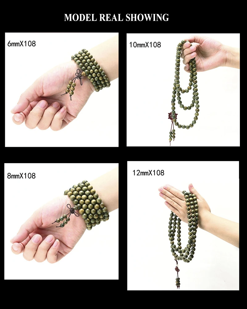 香曜梵契·ZenGift — Natural Green Sandalwood Mala Bracelet | 108 Beads · Verawood Elastic Strand · Meditation & Health Jewelry 8 kf S1f5ab1bcba4c47ff947cbbade8b27695k