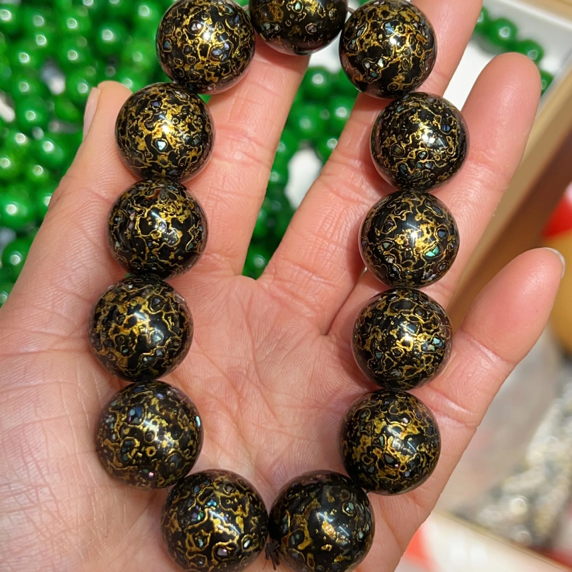 黯曜螺晖·Lacquessence — Black Gold Lacquer Bracelet with Inlaid Snail & Buddha Paint | Non-Heritage Artisan Edition · Unisex Ethnic Jewelry 2 kf S2bbe62566acb4c038527b84402e3fc75y