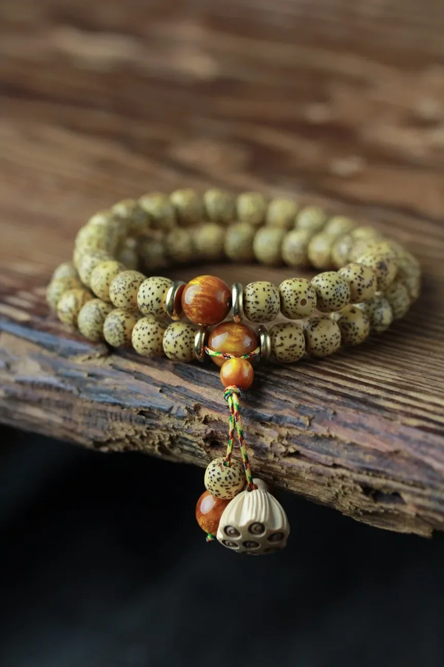 莲磨佛契·Lotusgrind — Original DIY Handmade Bracelet | Milled Lotus Seed · Bodhi Zi Buddha Beads · Woven Prayer Chain 1 kf S3c7053e5496d4449bfb9eebf9c4246070