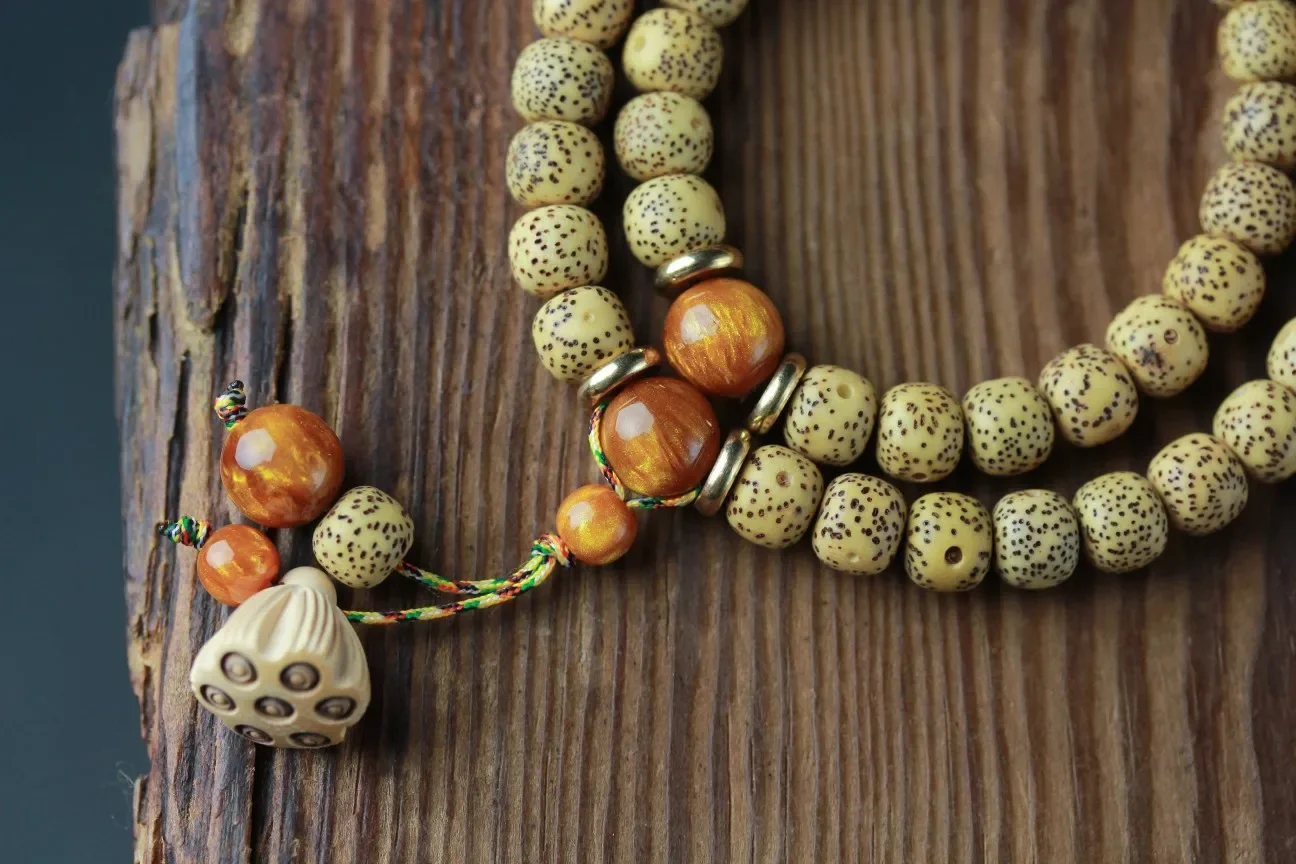 莲磨佛契·Lotusgrind — Original DIY Handmade Bracelet | Milled Lotus Seed · Bodhi Zi Buddha Beads · Woven Prayer Chain 7 kf