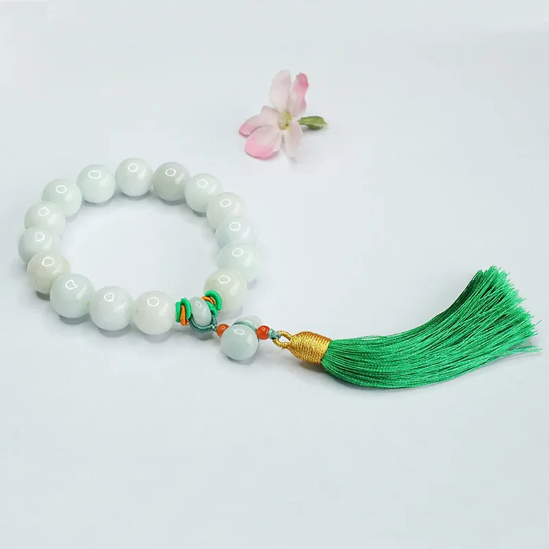 Húyù Qīnglíng(葫玉清铃) · Hetianara — Natural Burmese Jade Bracelet | Gourd Tassel · Handheld Strand · Ethnic Style · Unisex Fine Jewelry 6 kf S70fba2dec7fc406ca5b6481b59f365ffL