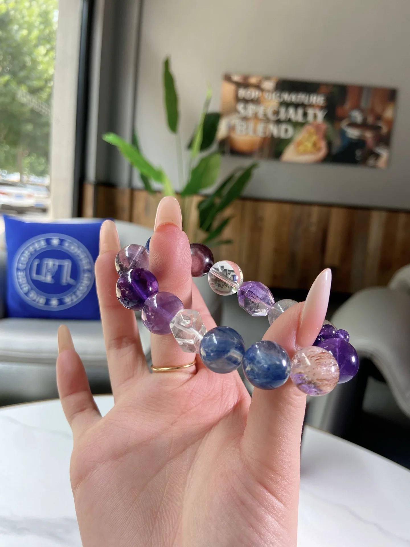 Brazilian Multi-Stone Amethyst Bracelet — Nine‑Purple Fire Prism Harmony Ed 4 kf S722b97d0f0bb4ab88b9483a23732ff8ew