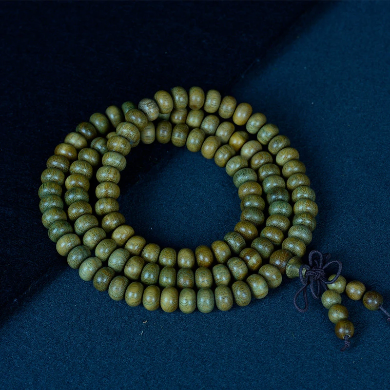 香曜梵契·ZenGift — Natural Green Sandalwood Mala Bracelet | 108 Beads · Verawood Elastic Strand · Meditation & Health Jewelry 9 kf S7769ec7be2304e3d9c80b663b43ced77p