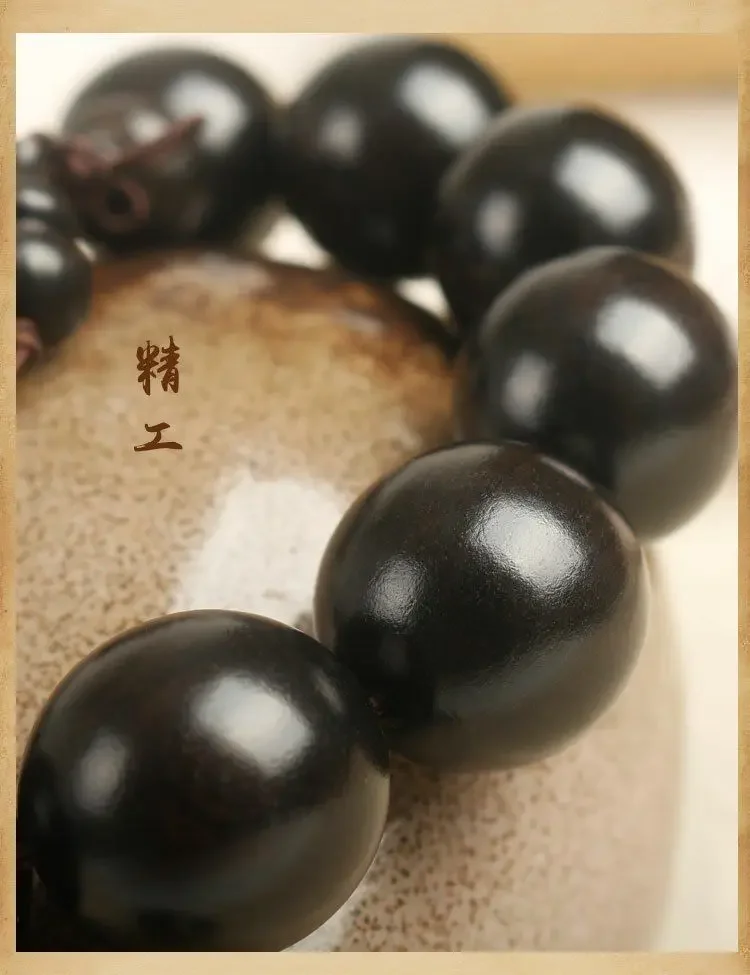 檀映古契·EbonyRoot — Authentic Submerged Ebony Buddha Beads Bracelet | 2.0 Old Material · Rosary Strand · Unisex Spiritual Jewelry 18 kf S78352c609a6f4c1390283f6b471ae1af6