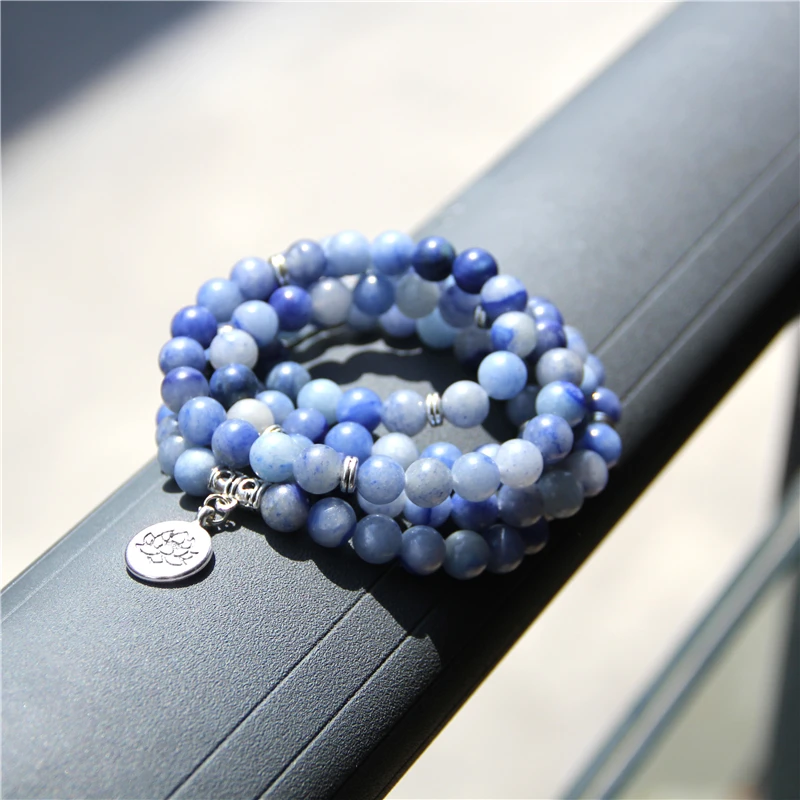 澈曜莲梵·GolbalJew Buddhist Mala Bracelet — LN001 | 108 Beads · Sodalite & Chalcedony · Lotus Charm · Yoga Prayer Jewelry 3 kf S7d622b74cad7443e861e54d074720815b