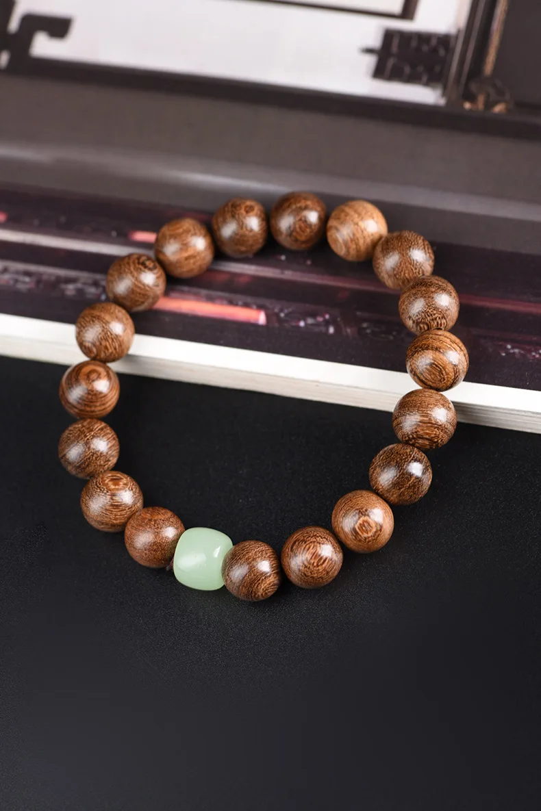 曜香映曜·Glowdanura — Golden Sandalwood Buddha Bead Bracelet | Smooth Pattern · Luminous Stone Accent · Unisex Fashion Jewelry 6 kf S8112cf7f696d4f67b0a972081d83263dk