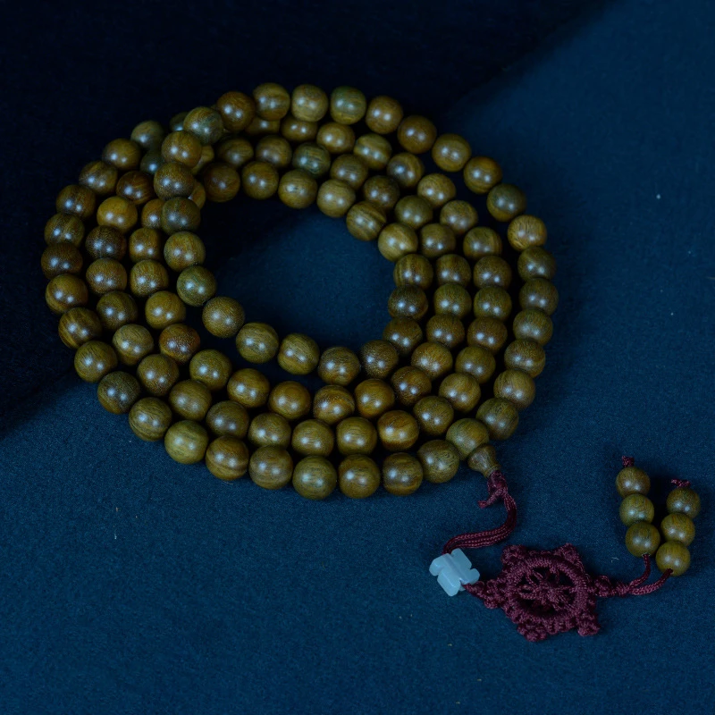 香曜梵契·ZenGift — Natural Green Sandalwood Mala Bracelet | 108 Beads · Verawood Elastic Strand · Meditation & Health Jewelry 13 kf S9b5183a7e26742ac901b7f0883e165a9f