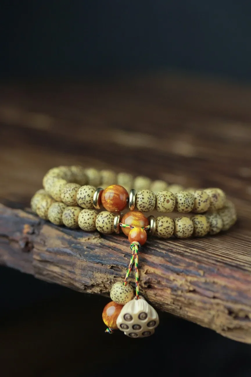 莲磨佛契·Lotusgrind — Original DIY Handmade Bracelet | Milled Lotus Seed · Bodhi Zi Buddha Beads · Woven Prayer Chain 2 kf Sa18a403077f34da49ab27e88b56eee17a
