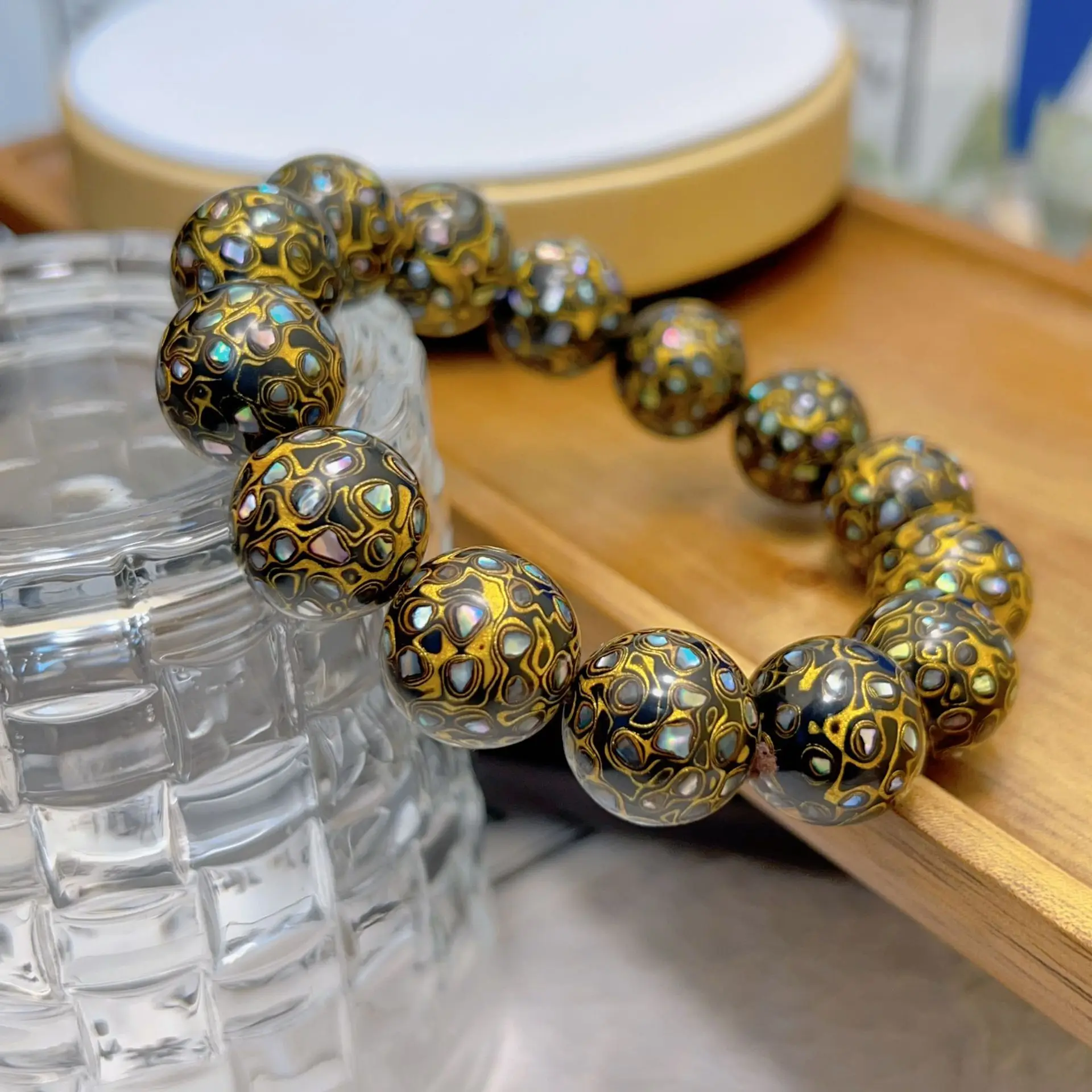 黯曜螺晖·Lacquessence — Black Gold Lacquer Bracelet with Inlaid Snail & Buddha Paint | Non-Heritage Artisan Edition · Unisex Ethnic Jewelry 7 kf Sac47078a33a143cba630939c6f9d46ebc