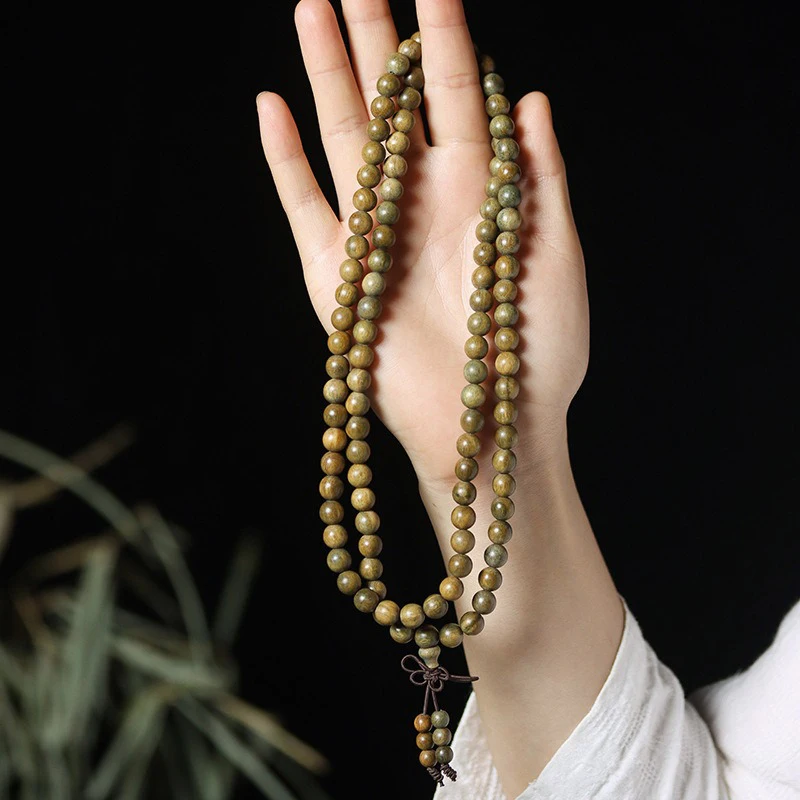 香曜梵契·ZenGift — Natural Green Sandalwood Mala Bracelet | 108 Beads · Verawood Elastic Strand · Meditation & Health Jewelry 7 kf Sc5f837360cae4afd8d22673d0a7811f2c