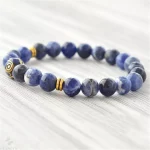 澈曜梵蓝·Tibetan Mala Bracelet — ZJ190925083 | 8mm Blue Sodalite · Kyanite Accent · Gold-Filled Ethnic Strand for Meditation & Japa