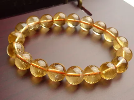 曜澈金环·SolVera Citrine Bracelet — CQB1013 | 7–12mm Round Beads · Certified Grade AAAAA · Brazil Origin