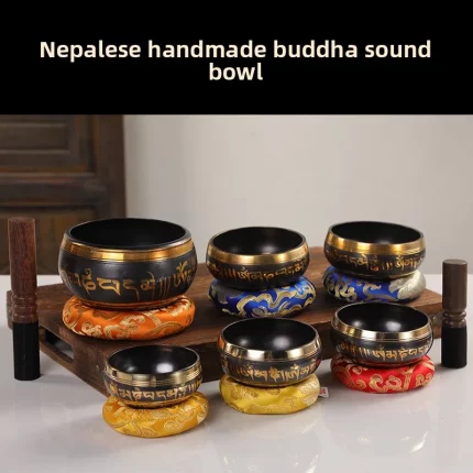 Yùyǐn Fǎwén（玉隐法文） · Sangbu — Nepal Handmade Tibetan Singing Bowl | Copper Sound Healing Instrument with Buddhist Mantra Engraving · Yoga & Meditation Decor