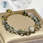 翠曜心镜·Z444 Green Phantom Bracelet — MUKO GEMS | Adjustable Rope Chain · Ethnic Style · Semi-precious Crystal Beads - Image 4
