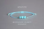 澄曜心志·Blue Apatite Inspirational Bracelet — Unisex Healing Jewelry | Adjustable Slide Lock · Gift for Him & Her