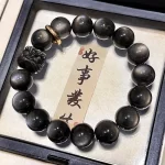 狮寂·LeōSilens — Diablo Obsidian × Bodhi Lion Dance Bracelet | WenPlay-Inspired · Unisex Spiritual Hand Twist Jewelry