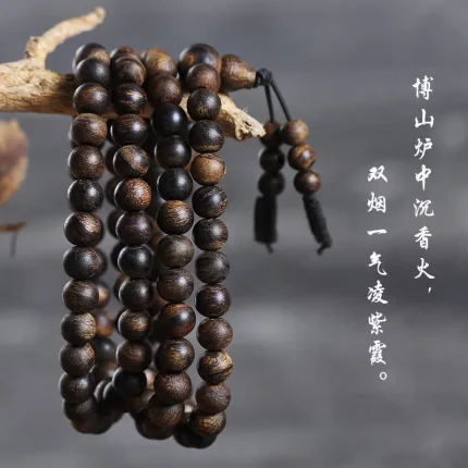 沉曜虎纹·Tigraqua — Submerged Grade Nha Trang Aquilaria Sinensis Bracelet | Tiger Skin Buddha Beads · High-Density Collector’s Edition
