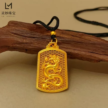 Téngyùn Huāliàn（腾云花链) · Adorn — Ruyi Auspicious Dragon Pendant | Hollow Aoki Cloud · 24K Gold-Plated Retro Necklace · Female Gift