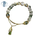 翠曜心镜·Z444 Green Phantom Bracelet — MUKO GEMS | Adjustable Rope Chain · Ethnic Style · Semi-precious Crystal Beads - Image 3