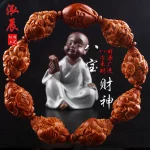 曜财八福·Wealthora — Eight Gods Olive Pit Carved Bracelet | 2.0cm Premium Hu Strand · Men’s Fortune Edition