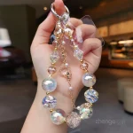 Xīngmèng Huāliàn（星梦花链) · NoEnName_Null — Dream Starry Crystal Bead Phone Strap | Short Clip-On Wrist Bracelet · Universal Mobile Case Sling