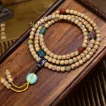 Xīngyuè Duōbǎo(星月多宝) · Adorn — Tibetan Xingyue Bodhi Rosary Bracelet | 108 Beads · Duobao Inlay · Red Agate & Turquoise Peace Accessories
