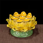 Yángyǐn Qīlián(阳隐七莲) · Sangbu — Seven-Star Lotus Candleholder | Handmade Ceramic Votive Lamp for Buddhist Rituals & Light Meditation