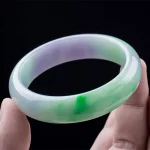 浮曜清·Nuolara — Nuo Type Floating Flower Jadeite Bracelet | Yang Green · Purple Vein · Ethnic Style · Fine Jewelry for Women