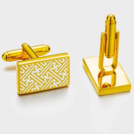Wényǐn Jīnghé（纹隐精合） · Sangbu — Geometric Chinese Cufflinks | Copper Alloy Shirt Buttons · 18.5mm Formal Accessory for Wedding & Custom Guests