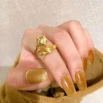 Húyǐng Língguāng(狐影灵光) · Adorn — Fox Spirit Cocktail Ring | Silver-Plated · Green Zircon & Crystal · Tension Setting · Women's Light Luxury Jewelry