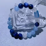 瑷澜映辰·AquaLune — Kyanite × Aquamarine × White Crystal Bracelet | Vintage Strand · Light Luxury Design for Women