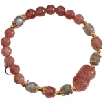 Strawberry Quartz Bracelet — Pixiu Peach Blossom Edition | Fine Romantic Crystal Jewelry for Women - Image 2