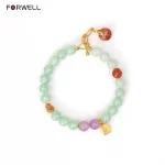 Mìyù Qīngxiá(蜜玉清霞) · Hetianara — FORWELL Natural Jadeite Green Bracelet | Beeswax Amber Accent · Romantic Designer Jewelry for Young Women