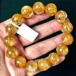 Golden Rutilated Quartz Bracelet — Buddhist Blessing Edition for Lovers | Certified Fine Spiritual Jewelry from China