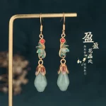 Yùlán Huāyǐ（玉兰花仪） · Norbu — Retro Yulan Flower Earrings | Enamel Craft · Imitation Hotan Jade · Ethnic Drop Jewelry for Women