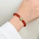 赤曜玉心·Jadera Red Agate Bracelet — Model mm | Jade Centerpiece · Silver Gold-Plated Accents · Ethnic Party Edition - Image 3