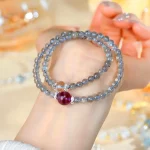 曜隐双环·Labradorite & White Amethyst Bracelet — Double Circle Petite Design | Ethnic Style · Beginner-Friendly Gift