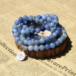 澈曜莲梵·GolbalJew Buddhist Mala Bracelet — LN001 | 108 Beads · Sodalite & Chalcedony · Lotus Charm · Yoga Prayer Jewelry