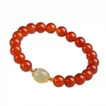 赤曜玉心·Jadera Red Agate Bracelet — Model mm | Jade Centerpiece · Silver Gold-Plated Accents · Ethnic Party Edition - Image 5