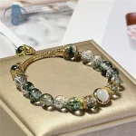 翠曜心镜·Z444 Green Phantom Bracelet — MUKO GEMS | Adjustable Rope Chain · Ethnic Style · Semi-precious Crystal Beads