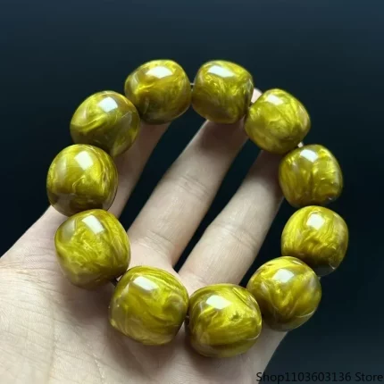 柳曜简契·Willowtube — Rare Gold Willow Tube Bead Bracelet | Resin & Rhinestone · Unisex Charm Strand · Classic Style