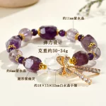 Natural Phantom Amethyst White Bear Bowknot Women Romantic Dreamy Purple Bracelet - Image 3