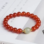 赤曜玉心·Jadera Red Agate Bracelet — Model mm | Jade Centerpiece · Silver Gold-Plated Accents · Ethnic Party Edition - Image 2