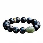 澜祉玉辟·GardeAzur — Blue Tiger Eye × Hetian Jade Pixiu Bracelet | Zodiac Guardian · Buddha Beads · Spring 2025 Ethnic Edition - Image 5