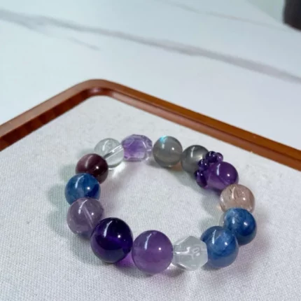 Brazilian Multi-Stone Amethyst Bracelet — Nine‑Purple Fire Prism Harmony Ed